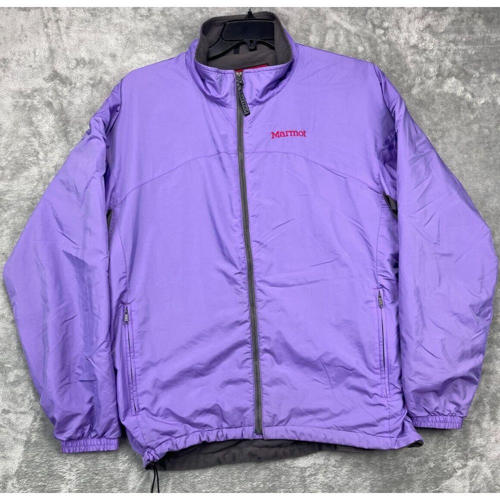 Marmot Women's Windbreaker Size Large Zip Up Light Purple with Lining